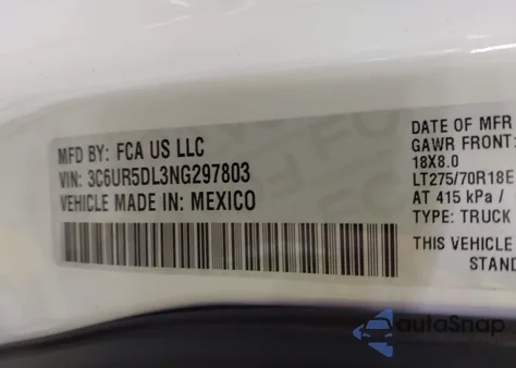 2022 Ram 2500 Big Horn/Lone Star из США, поврежденный, VIN 3C6UR5DL3NG297803